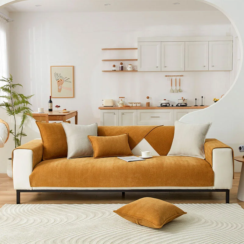 Norvo | Bølget Sjekk Chenille Stoff Møbelbeskytter Sofa trekk