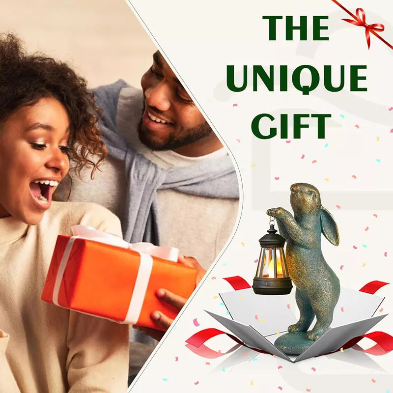 Norvo Statuer Kanin med Solcellelamper Utendørs Lys Kanin Figurer Dekorasjoner