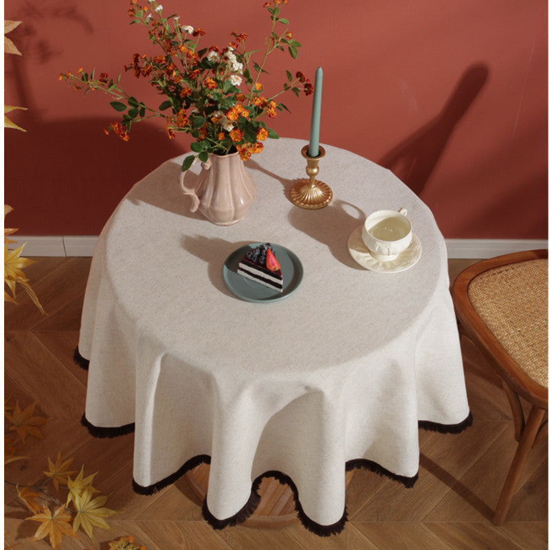 Norvo | Minimalistisk Lin Frynse Duken Naturlig Stil