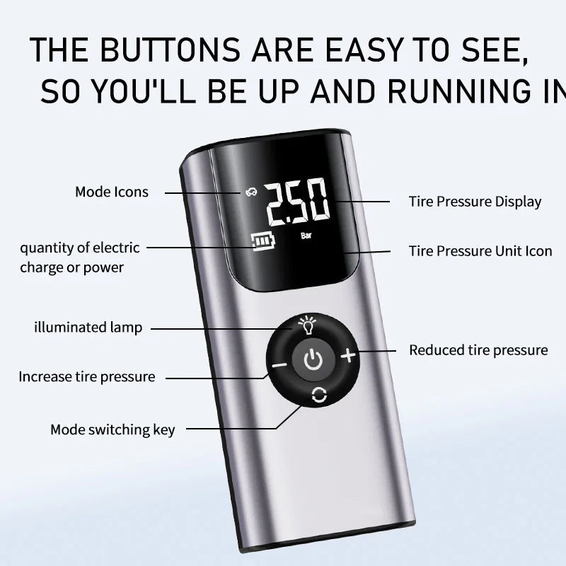 Norvo | Mini Trådløs Automatisk Bil Dekk Luftkompressor Pumpe