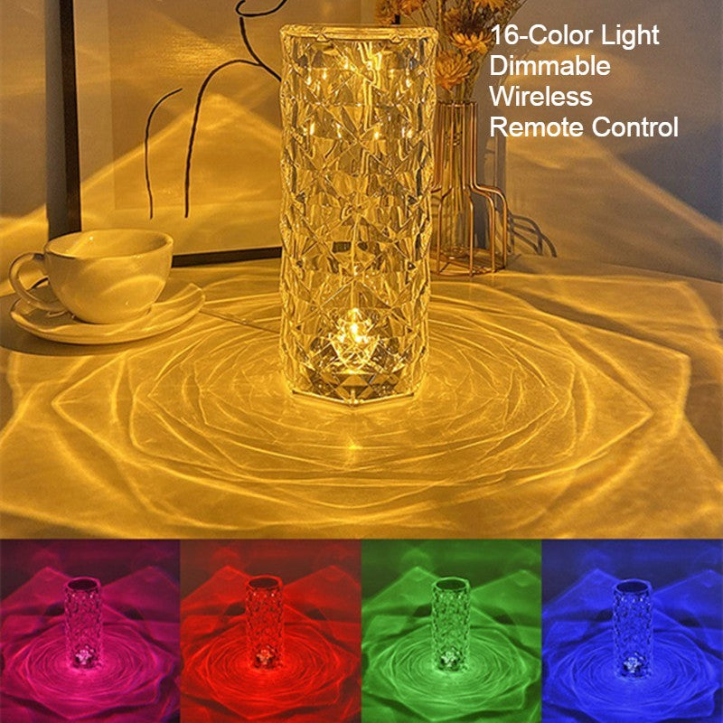 Norvo | Dekorativ Krystallrose Bordlampe, med Fargeforandrings- og Dimbar Design, for Stue, Soverom & Mer
