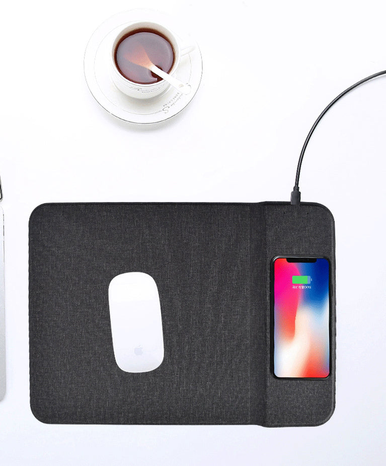 Norvo | 2-i-1 Premium Qi-sertifisert 5W hurtig trådløs ladende gaming musematte med skridsikker gummibase