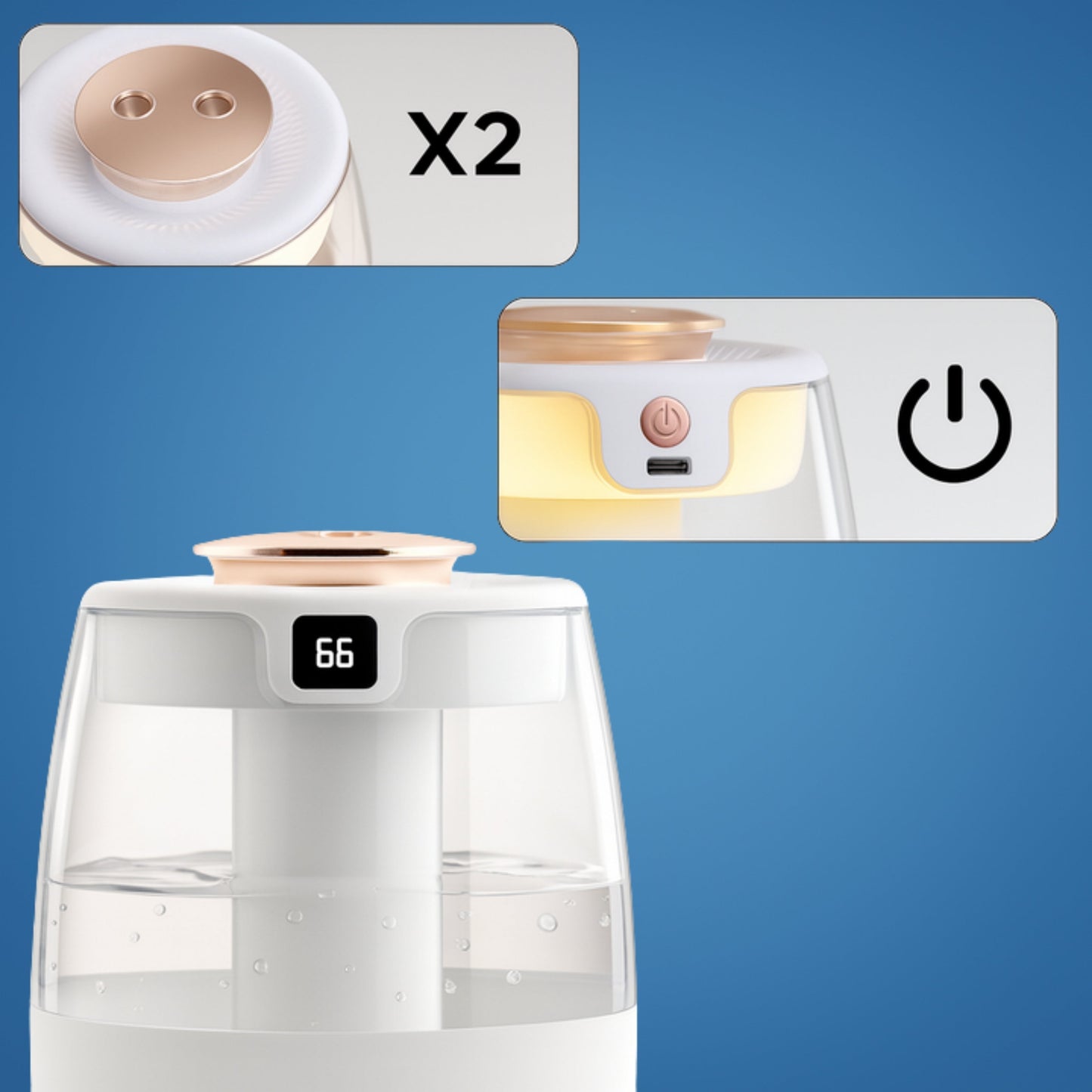 Stille Nattlysmodus – 1300 ml Tank – Tørr Luftlindring for Soverom & Barnerom Norvo