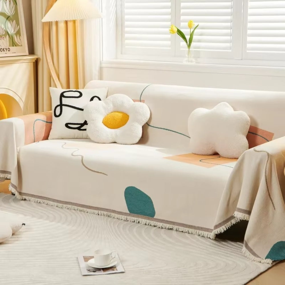 Norvo | Meringue Chenille Geometri Sofa Deksel