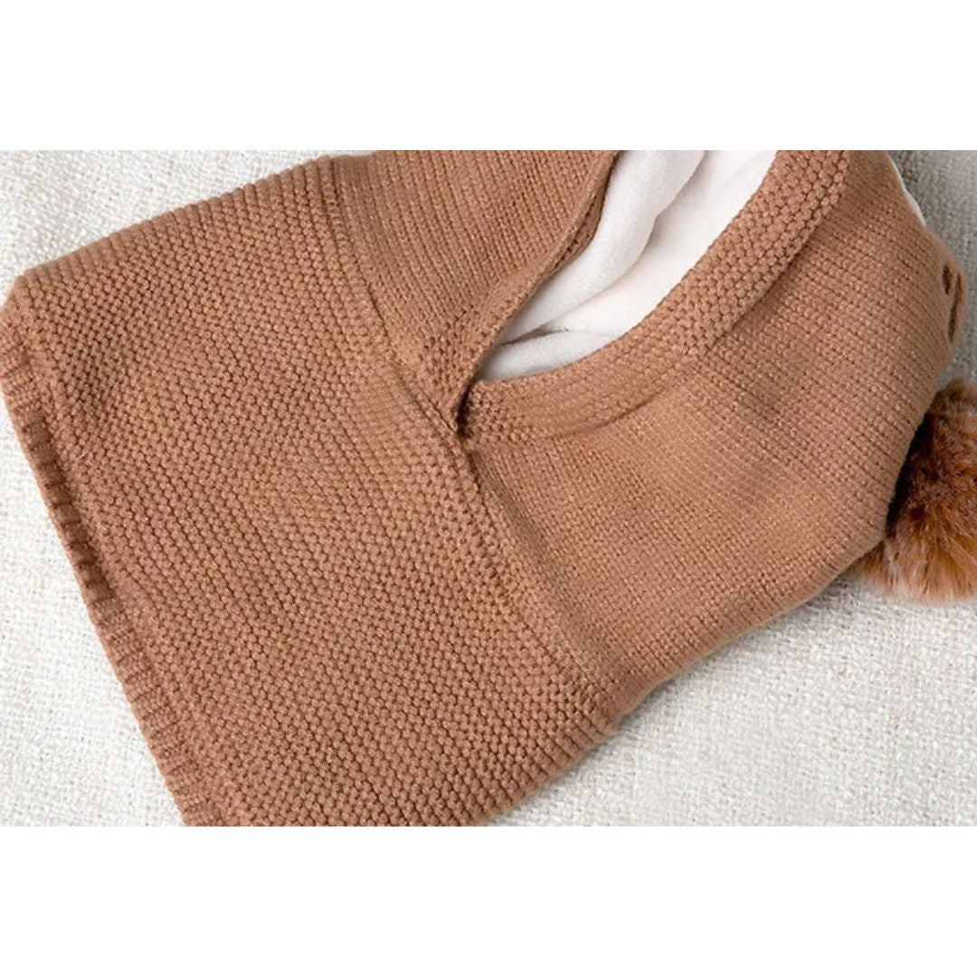 Norvo | Baby Vinterlue med Ører – Varme Strikket Lue med Fleecefor og Dyremønster