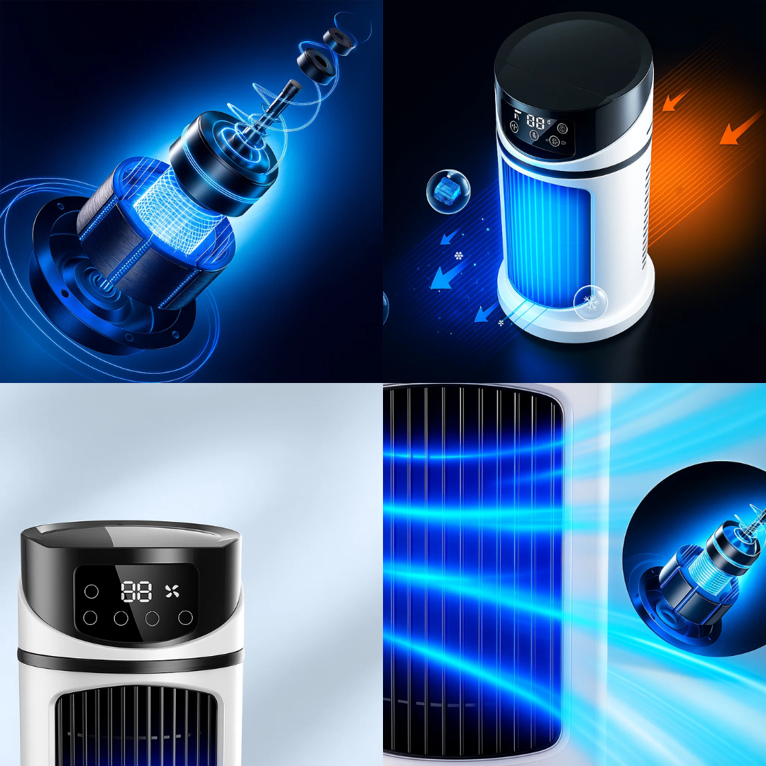 Rask kjøling – USB 5V – 300ML vanntank – Stille drift for kontor- og hjemmebruk Norvo