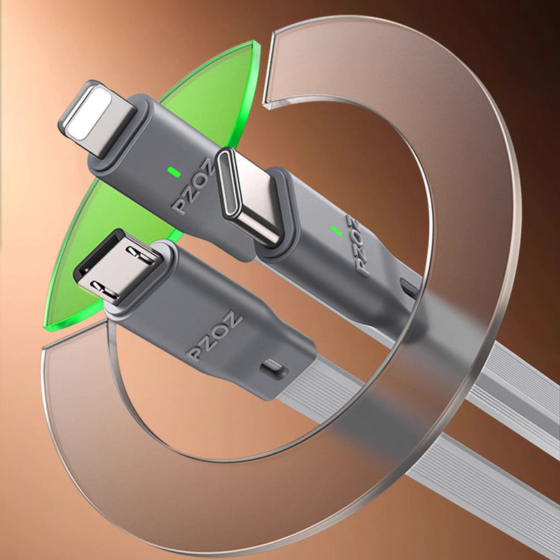 Norvo | 3-i-1 Datakabel - 100W Multifunksjonell Lade- og Datakabel