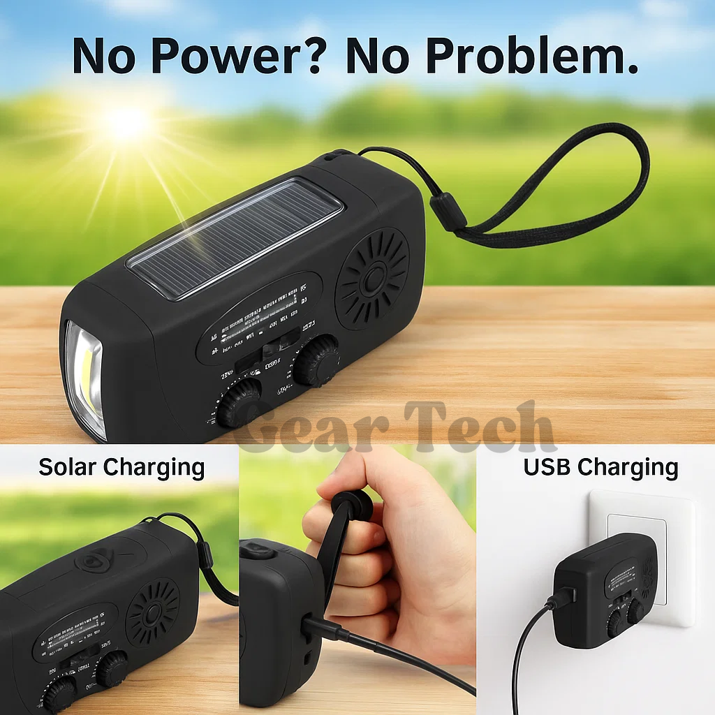 Norvo | Bærbar Winding Radio | AM/FM, Værmeldinger & Innebygd Power Bank for Nødhjelpsforberedelse