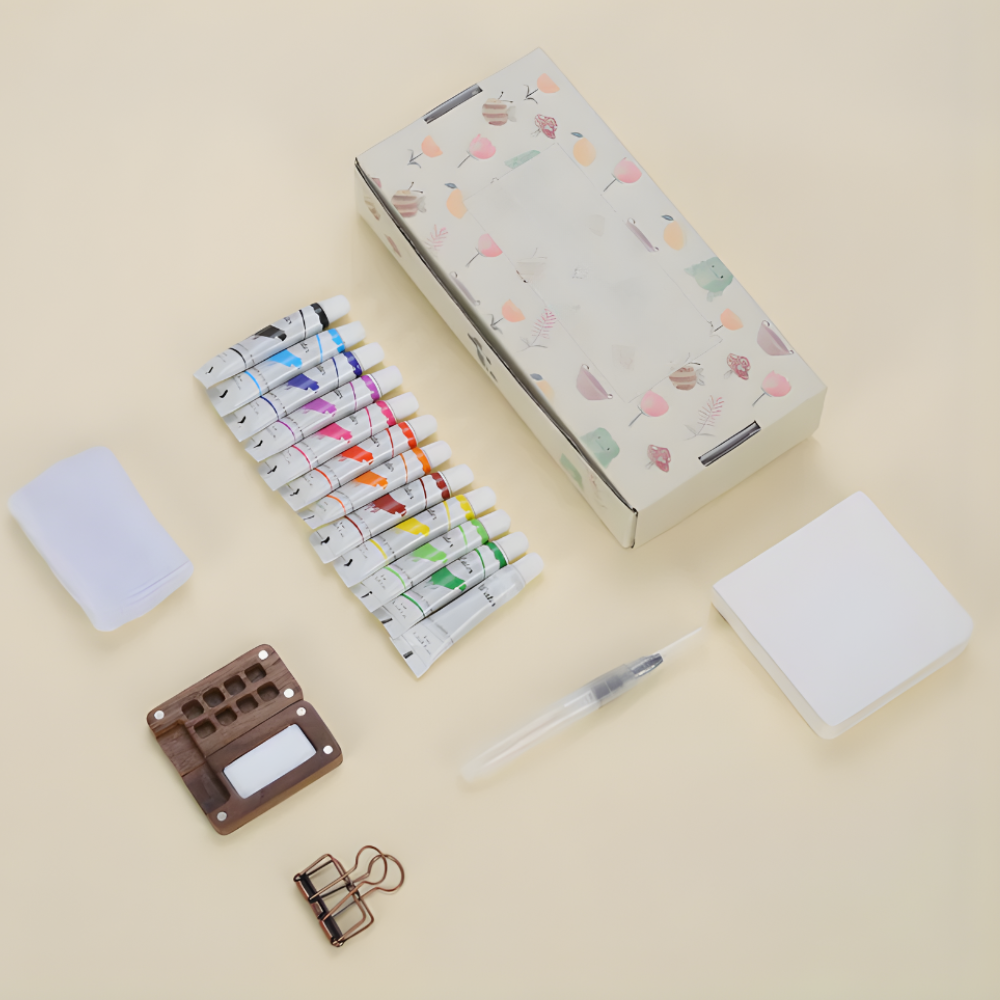 Norvo | Akvarell Reise Sett Bærbart Kunst Kit Kompakt Premium Maling