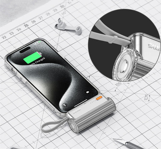 Norvo | 5000mAh Mini Kapsel Med Innebygd Kabel Power Bank