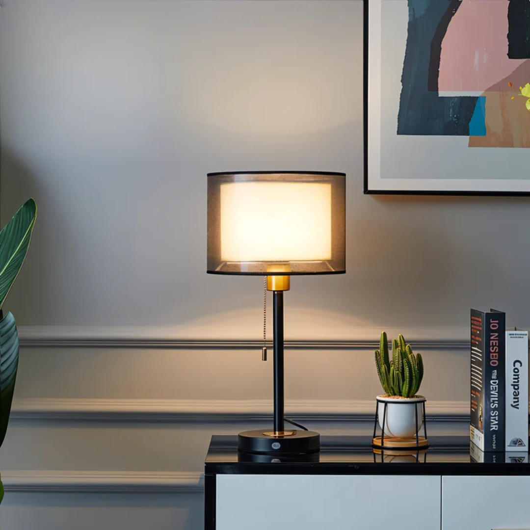 Norvo | Bordlampe med dobbel tekstilskjerm