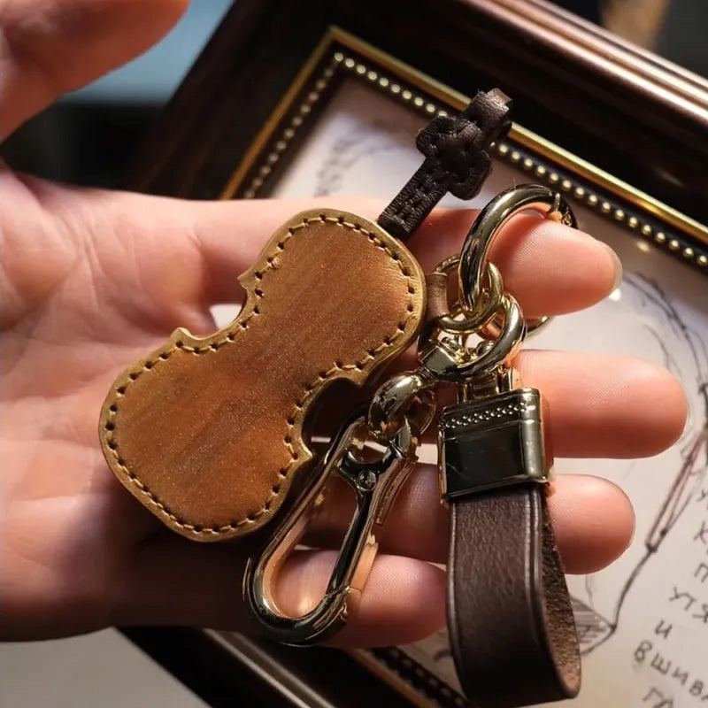 Norvo | Håndlaget Lær Fiolin & Cello Nøkkelring