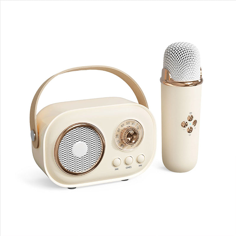 Mini Karaoke-maskin og Bluetooth-høyttaler med trådløs mikrofon