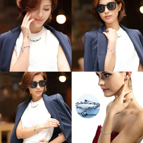 Fascinerende Oseanhjerte Krystallarmbånd med Strålende Blått Hjerteanheng