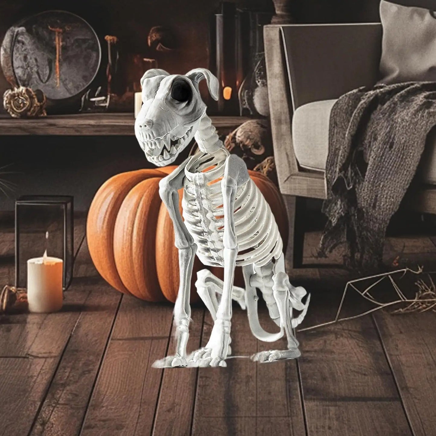 Norvo | Spooky Skeleton Dog Halloween Dekor Statuer