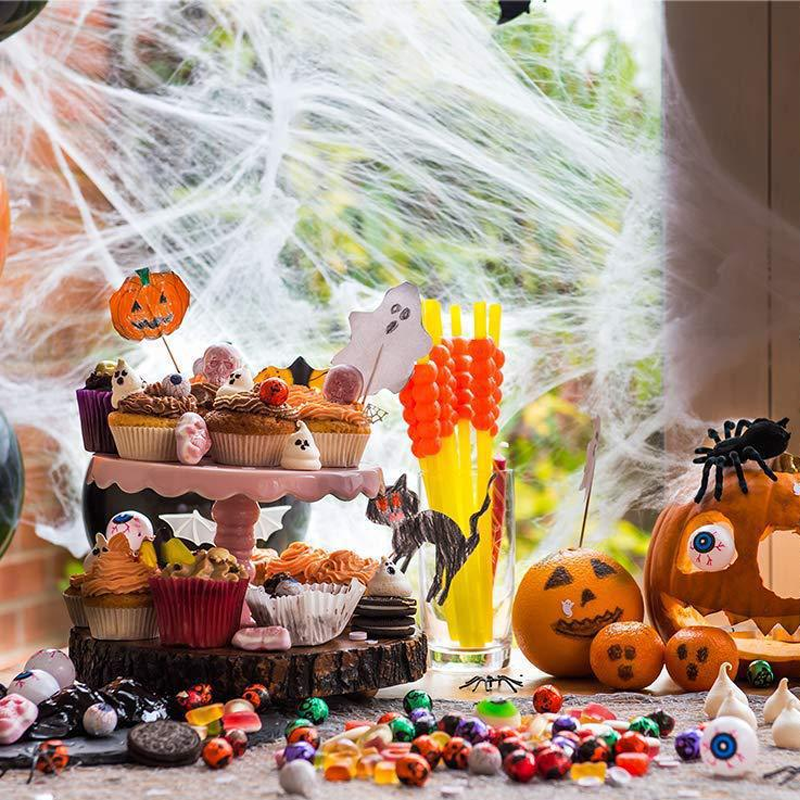 Norvo | Halloween Edderkopp Dekorasjoner, strekkbar edderkoppnett