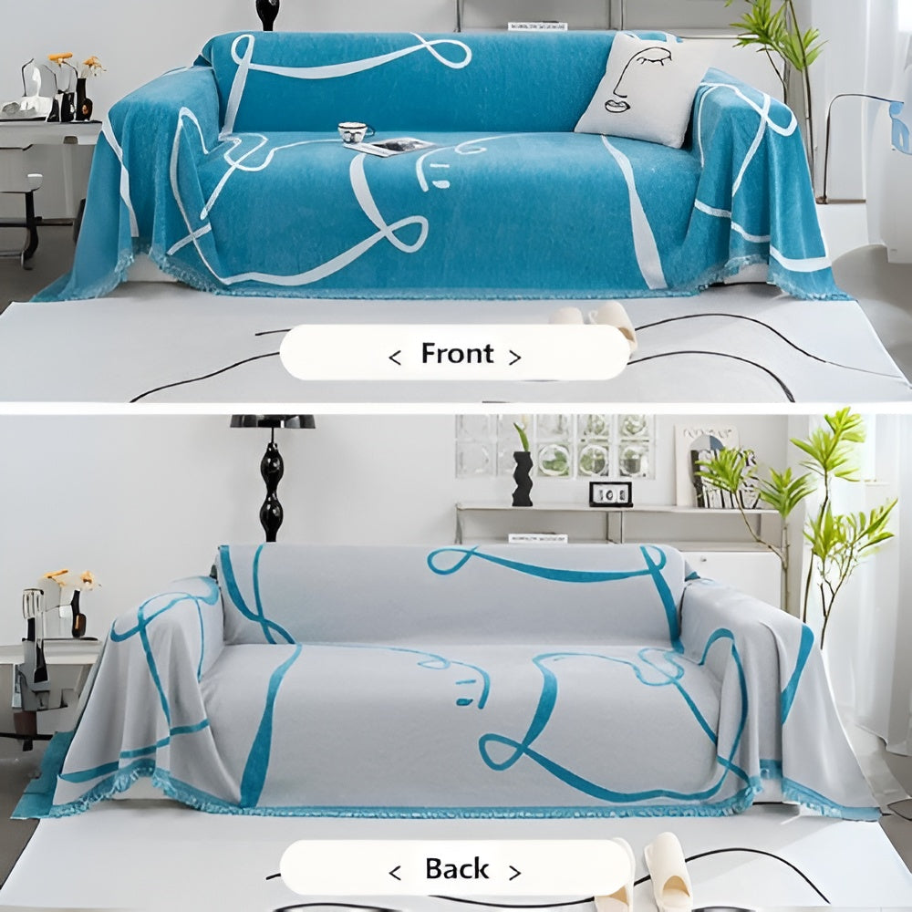 Norvo | Abstrakt Linje Reversible Chenille Sofa Cover