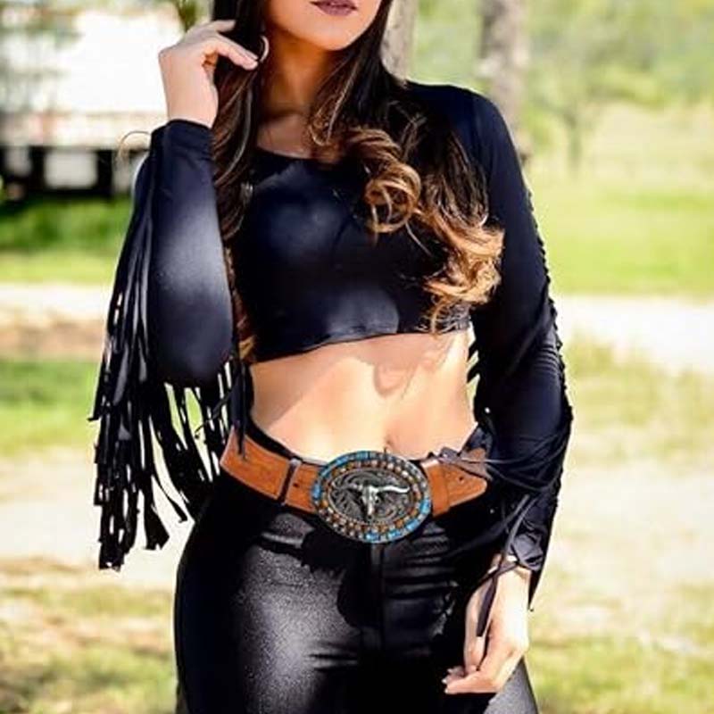 Norvo | Retro Punk Prægede Western Denim Belte