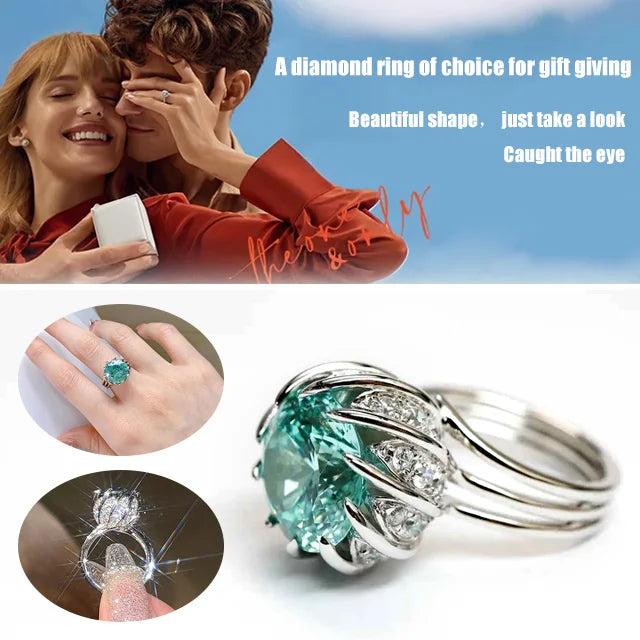 Norvo | 6 Karat Paraiba Blågrønn Lotus Diamant Ring