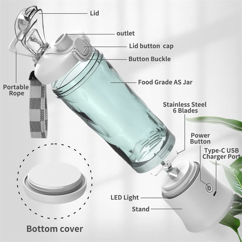 Norvo | Bærbar smoothieblender med 4000 mAh batteri & 600 ml kapasitet