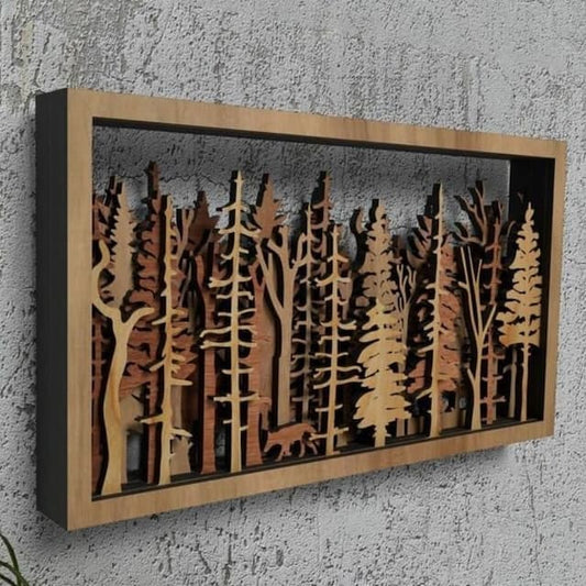 Norvo | Veggdekor - WoodForrest 3D - Fortryllende Skogslandskap - Rev & Tre Skygge