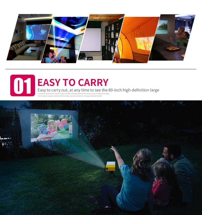 Norvo | LED Hjem HD Mini Bærbar Mikro Projektor Projektor