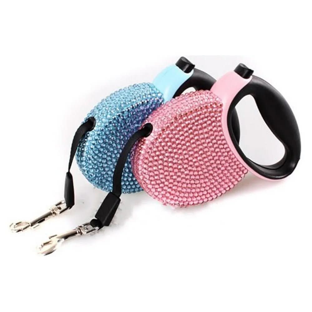 Norvo | CHIC CANIN BNDLE – Glitrende hundeleie med rhinestones & retractable for små hunder & katter