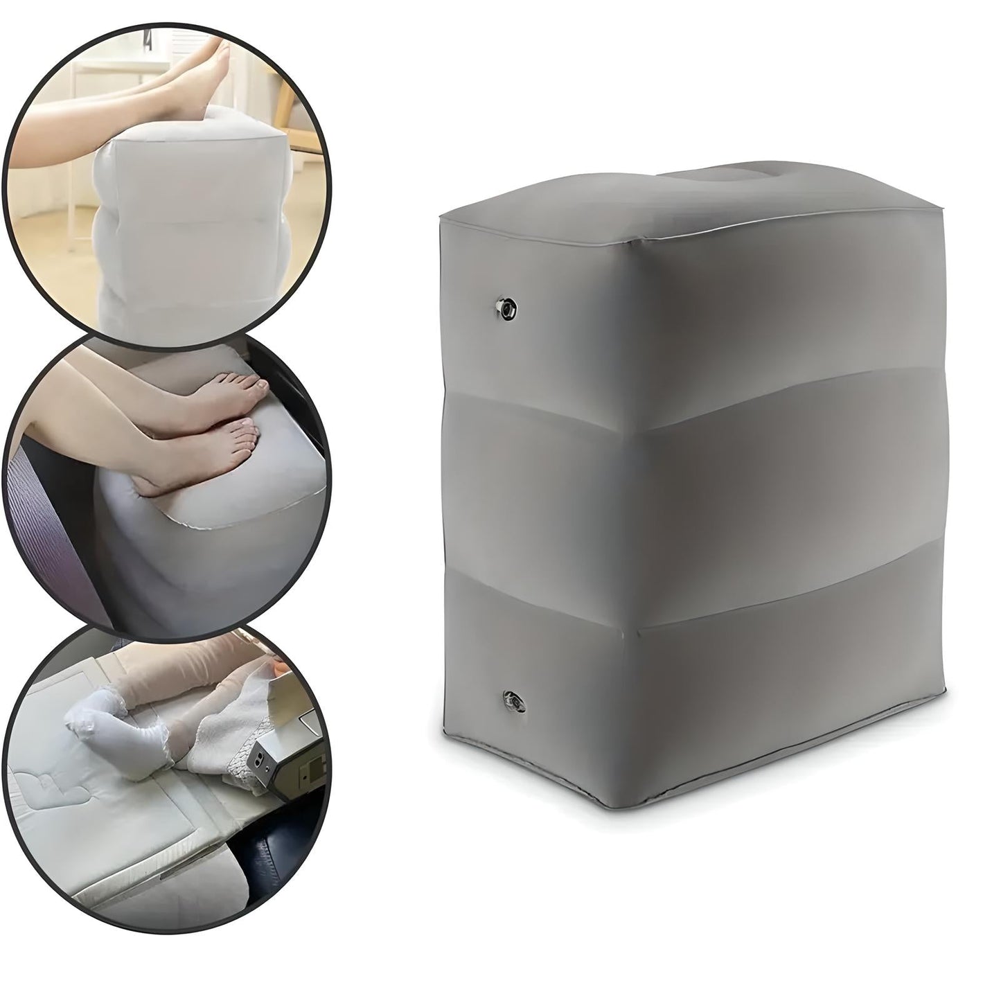 Norvo | Oppblåsbar Reisefotstøtte | Ergonomisk, Justerbar Høyde & Kompakt for Fly, Tog, Busser & Kontorbruk