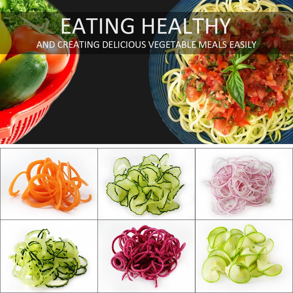 Frendorf | 4-i-1 Tung Grønnsaks Spiralizer med Sterk Sugekopp