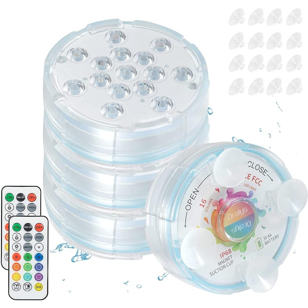 Norvo | 4-Pack: Dekorative vanntette batteridrevne LED-lamper - 16 skiftende farger