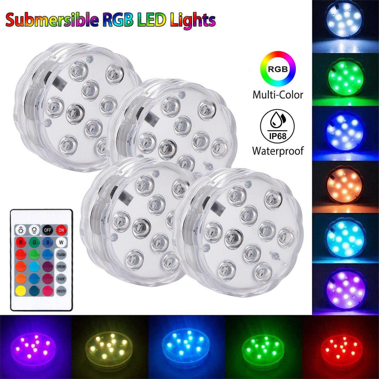 Norvo | 4-Delt: Vanntette RGB LED Lyskastere