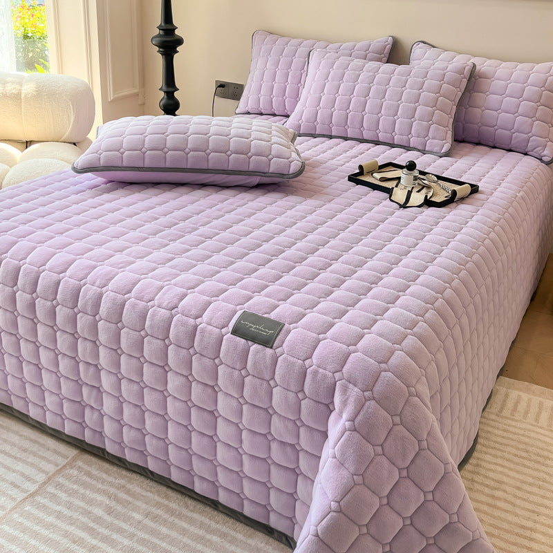 Norvo | Moderne myk kasteteppe med firkantet tekstur – Stilfullt fluffy seng- og sofatrekk