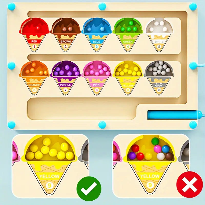 Norvo | Magnetisk Is Labyrint Puslespill - Fargerik Pedagogisk Leketøy for Barn fra 3 År