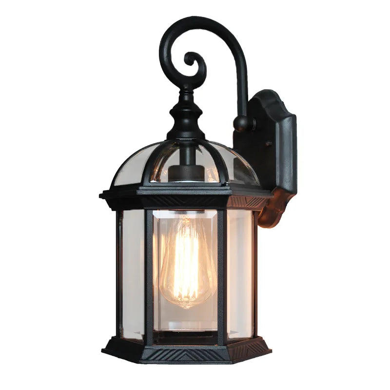 Norvo | Vintage E27 LED Vegglampe - Svart Bronse Utendørs Lysarmatur for Veranda, Hage, Hage