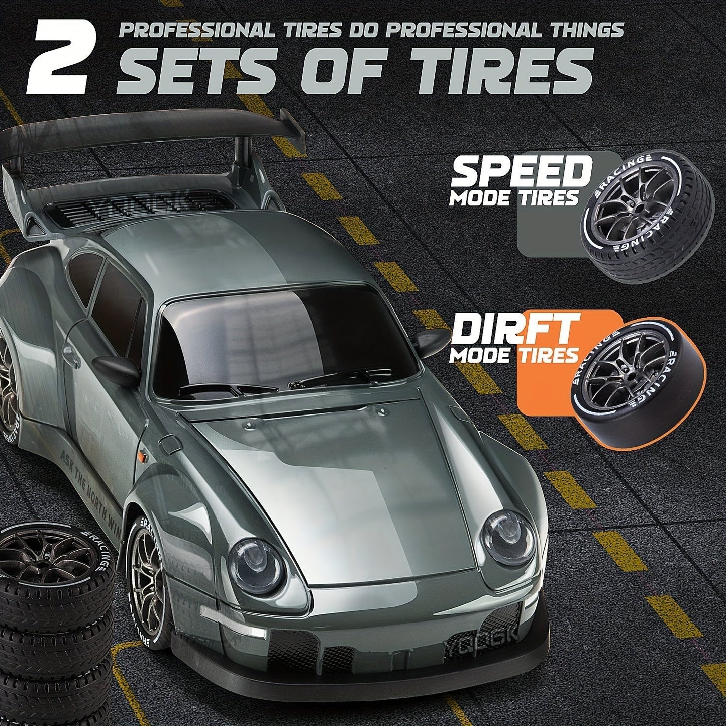 Norvo | 1:24 RC Driftbil | 4WD, LED-hjul & USB-oppladbar for innendørs og utendørs racing moro