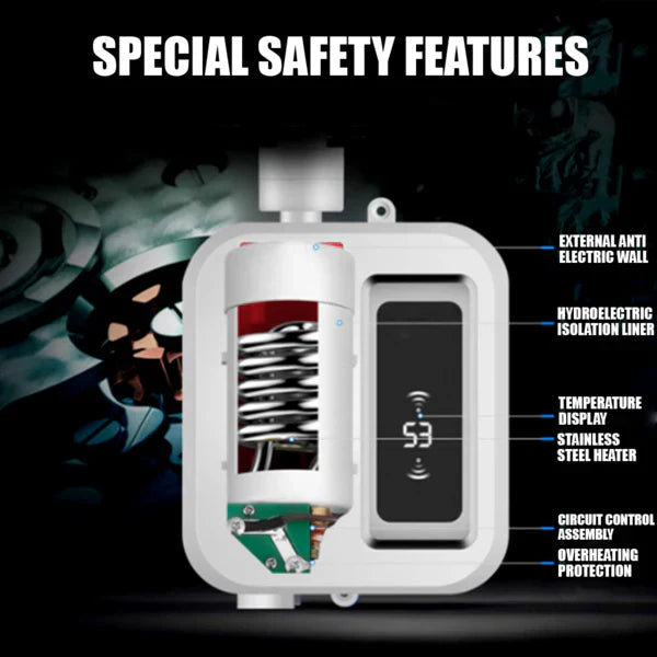 Norvo | Bærbar Vannvarmer | Tankløs Vannvarmer Elektrisk 3500W | Temperaturkontrollknapp