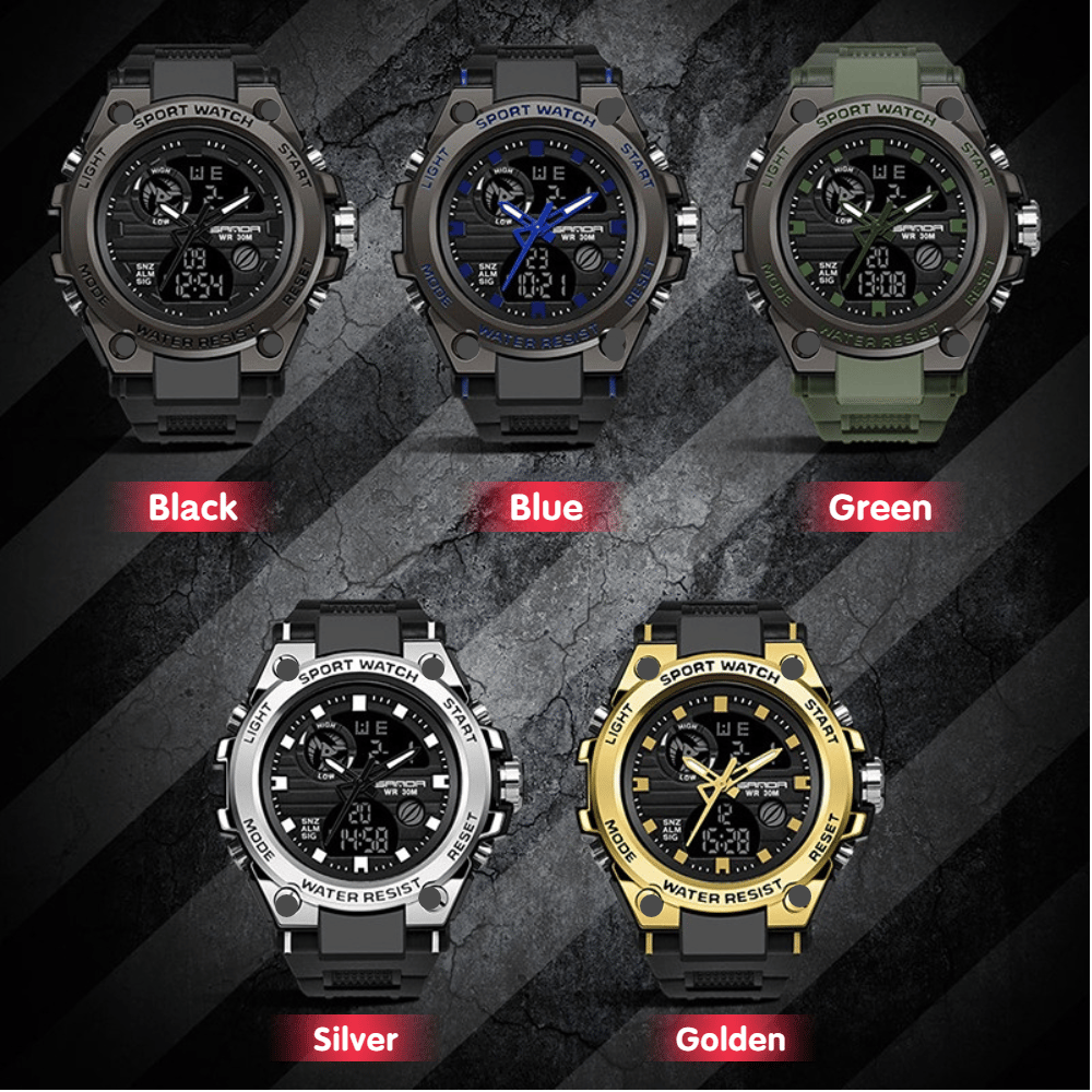 Norvo | Sporty Dual-Display Mode Multifunctional Waterproof Luminous Men's Wristwatch
