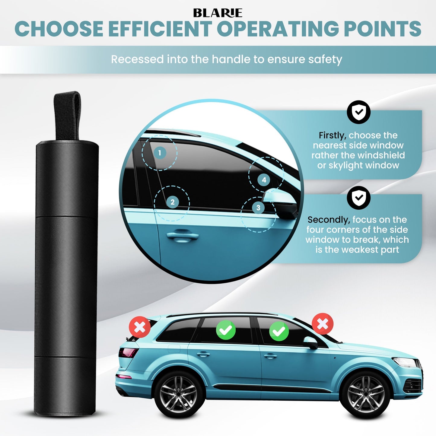 Norvo | Bil Sikkerhet Hammer – Viktig Bil Flukt Verktøy & Vindu Bryter for Nødsituasjoner