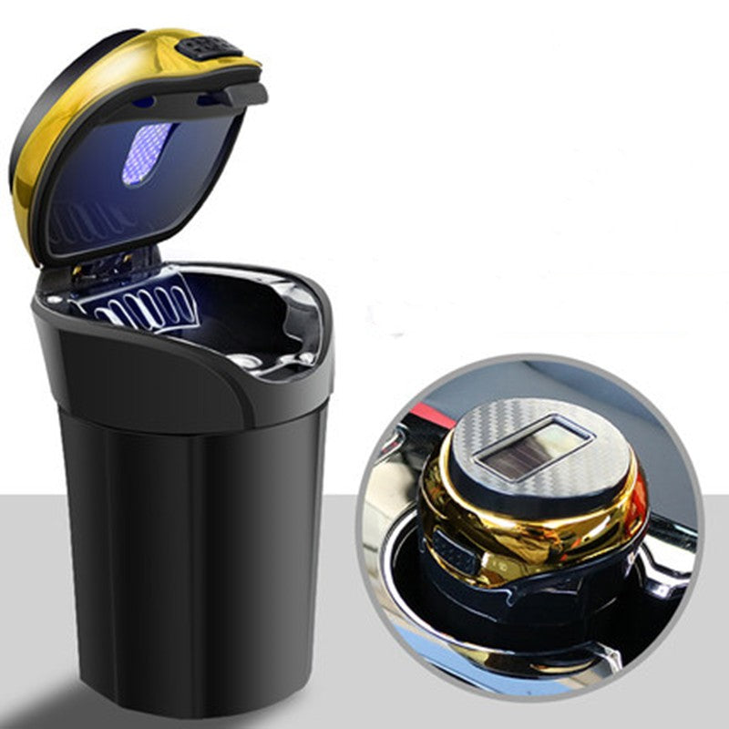 Norvo | Avtakbar Rustfritt Stål Bil Askebeger med Lok og LED Lys, Drevet