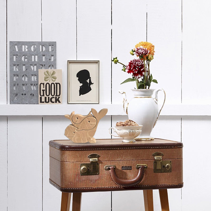 Norvo | Søtt dyrefamilie ornament, tre puslespill figur - 🎁Kjærlighetsgave