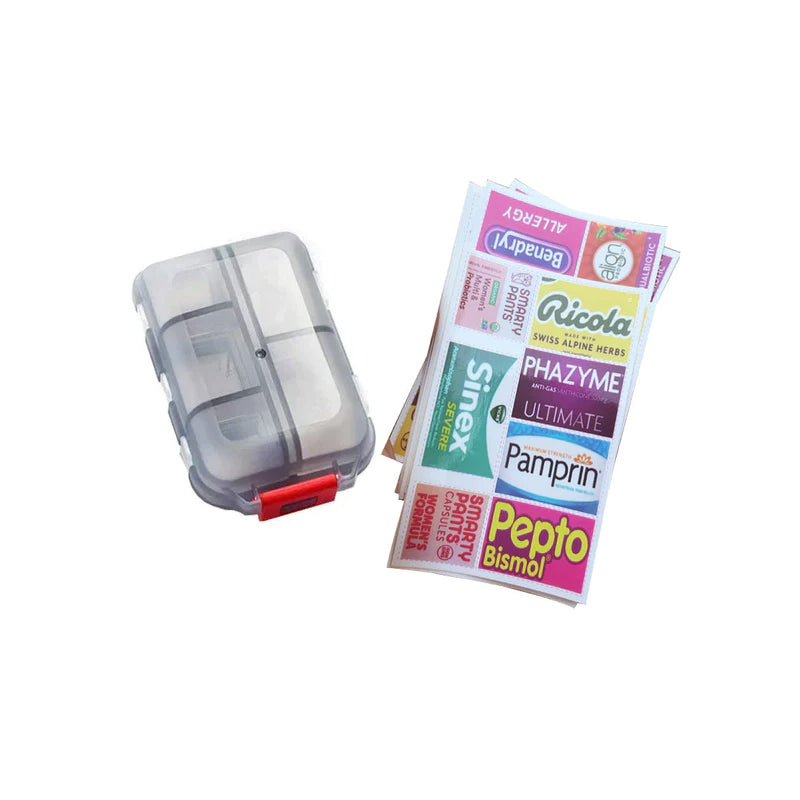 Norvo | Bærbar medisindispenser med etiketter