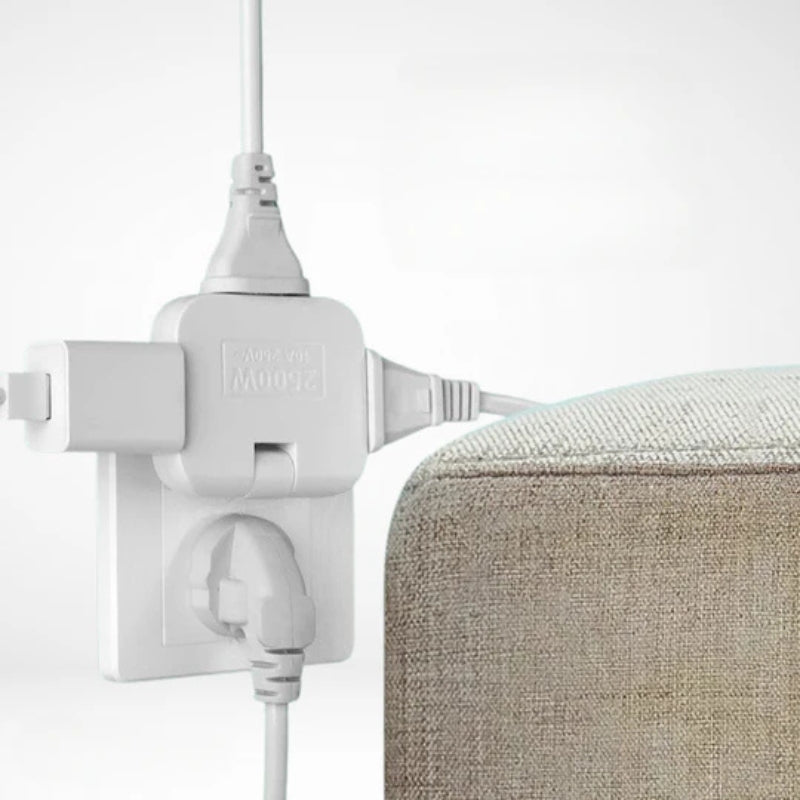 Norvo | FlexiPlug – Ultrap tynn 180° roterbar skjøteledning med flere stikkontakter