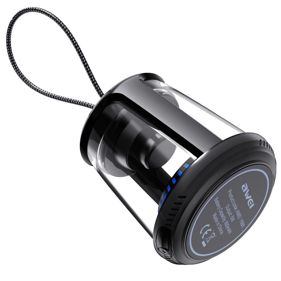 Norvo | Mini Trådløs TWS Høyttaler, med Bluetooth5.0, Stereo Lyd, IPX6 Vanntett & Kjølig Lys, for Bil, Hjem, Kontor & Mer (1-Pack)