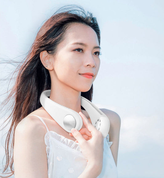 Norvo | Bærbar hengende nakke elektrisk vifte, med USB-lading, 360¬∞ annular myk vind og dobbel frekvenskonverterende magnetisk opphengsmotor, for kontor, reise og utendørs