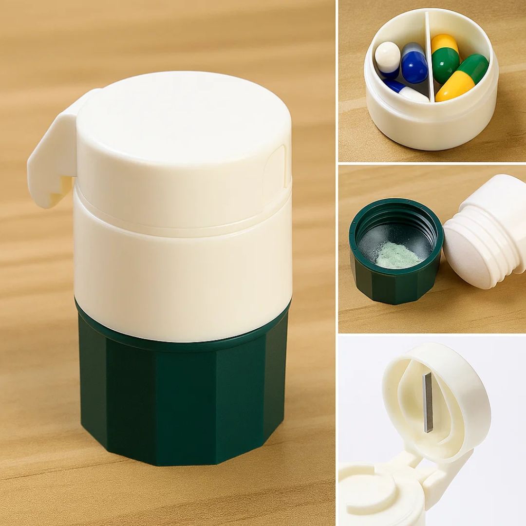 Presis splitte og knuse – Holdbar kompakt veske – Enkel svelging lindring – Sikrere dosering – Reisevennlig Norvo