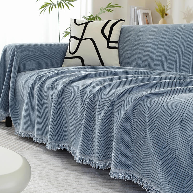 Norvo | Chenille Blanket Herringbone Blomstertrekk Sofadekke