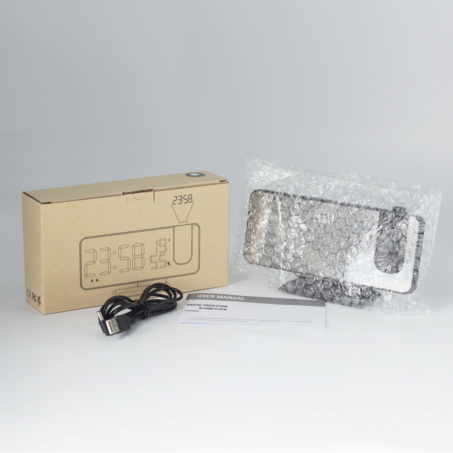 Norvo | LED prosjektionsvekkeklokke med radio USB-lader skjerm