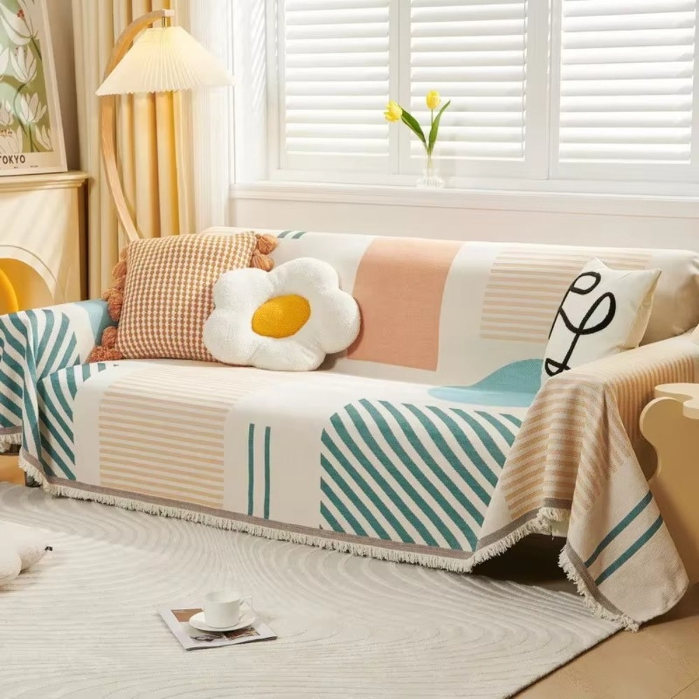 Norvo | Meringue Chenille Geometri Sofa Deksel