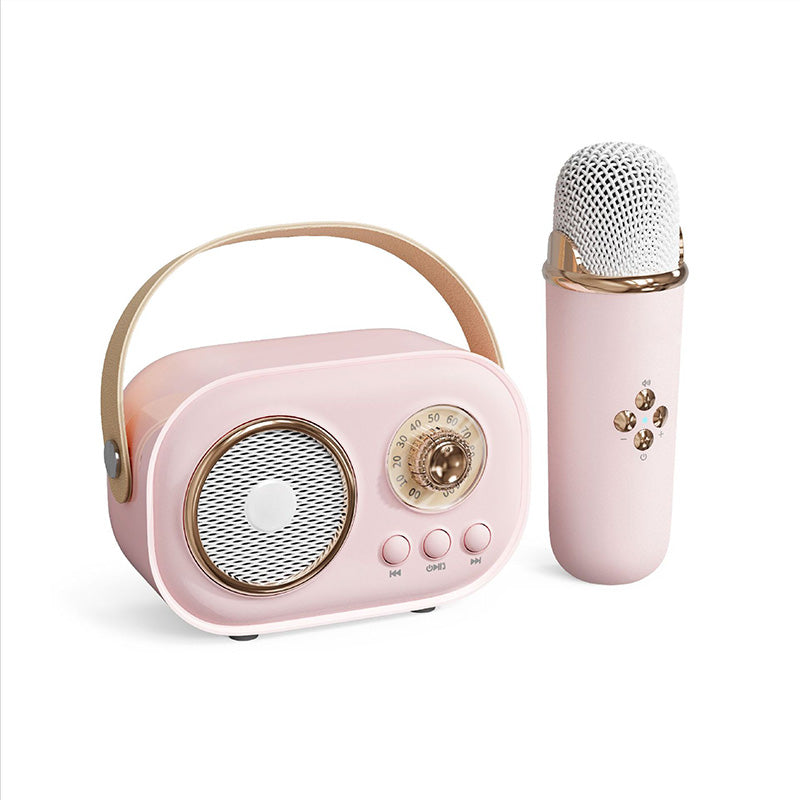 Mini Karaoke-maskin og Bluetooth-høyttaler med trådløs mikrofon
