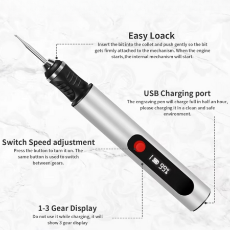 Norvo | DIY KITSCRIBE PENCIL for artists, rechargeable precision tool for 50+ surfaces with 30 bits and mastery guide